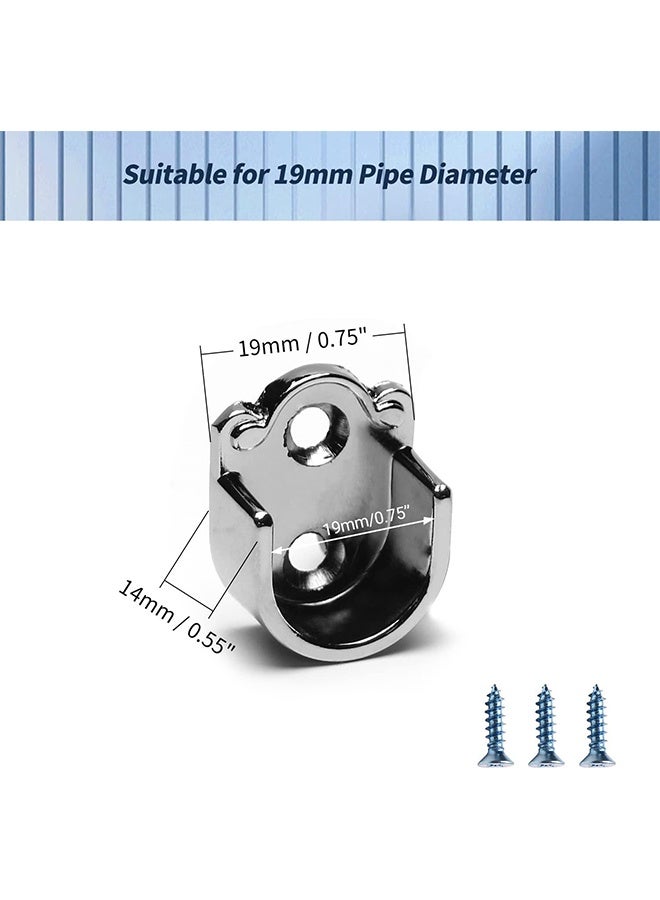 مقابس أعمدة خزانة من سبيكة الزنك 4 قطع، حامل حامل خزانة بقطر 0.75 بوصة، قضيب ستارة الدش، دعامات نهاية الأعمدة في السوكت، الحافة، على شكل U، لخزانة الدش، عمود ستائر الدش - Image 2
